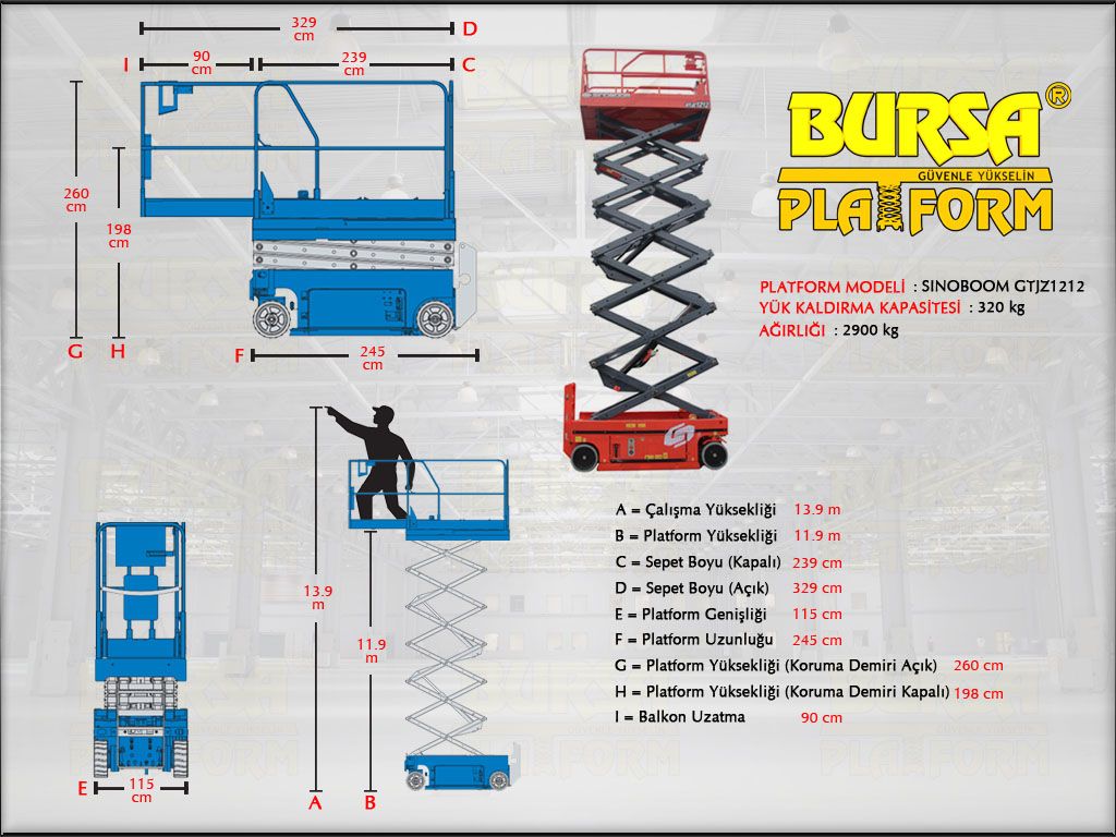 AK�L� MAKASLI PLATFORMLAR - 14 Metre Ak�l� Makasl� Platform