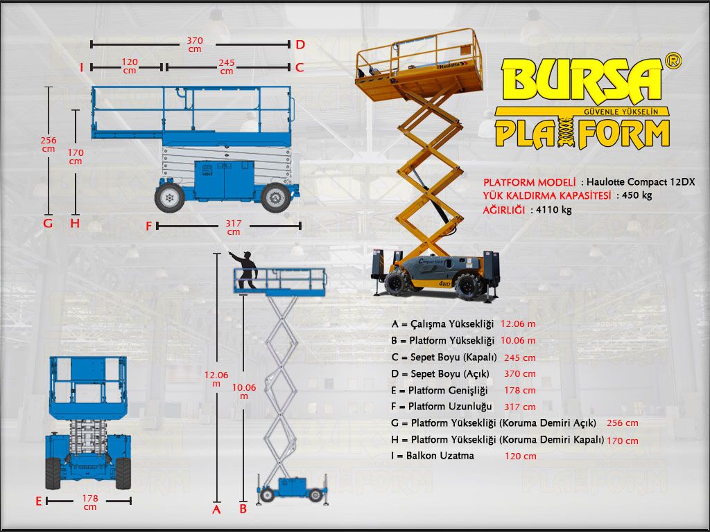 D�ZEL MAKASLI PLATFORMLAR - 12 Metre Dizel Makasl� Platform