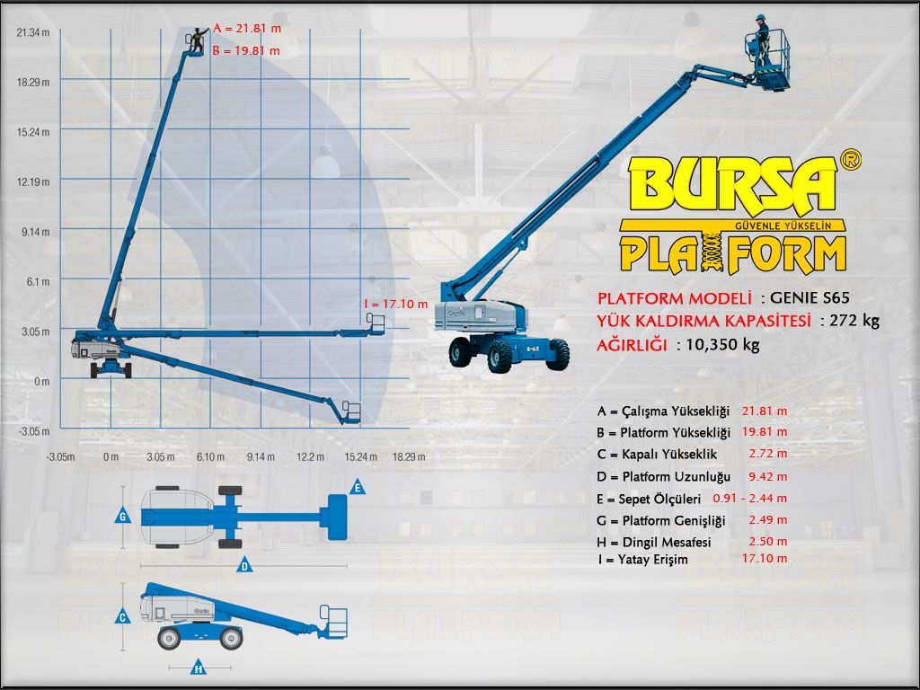 TELESKOP�K PLATFORM - 21 Metre S65 Teleskopik Platform