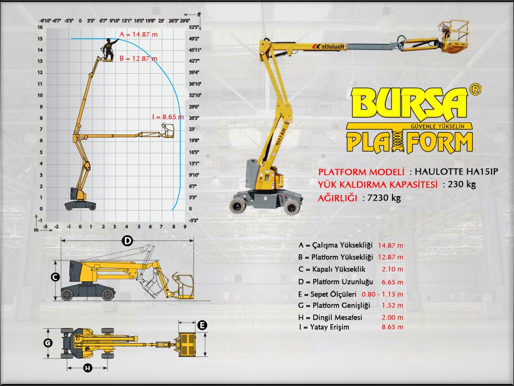 AK�L�  EKLEML� PLATFORMLAR - 15 Metre Ak�l� Eklemli Platform