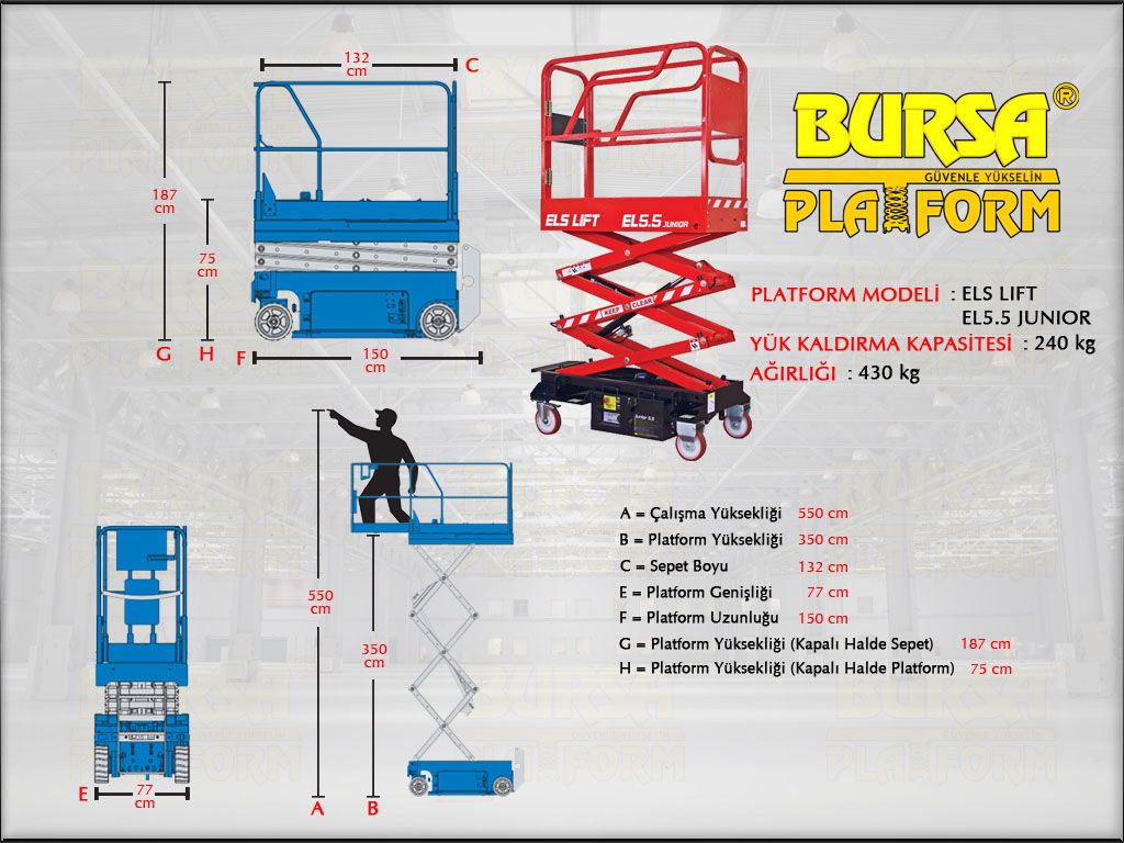 AK�L� MAKASLI PLATFORMLAR - 5.5 Metre Ak�l� Makasl� Platform